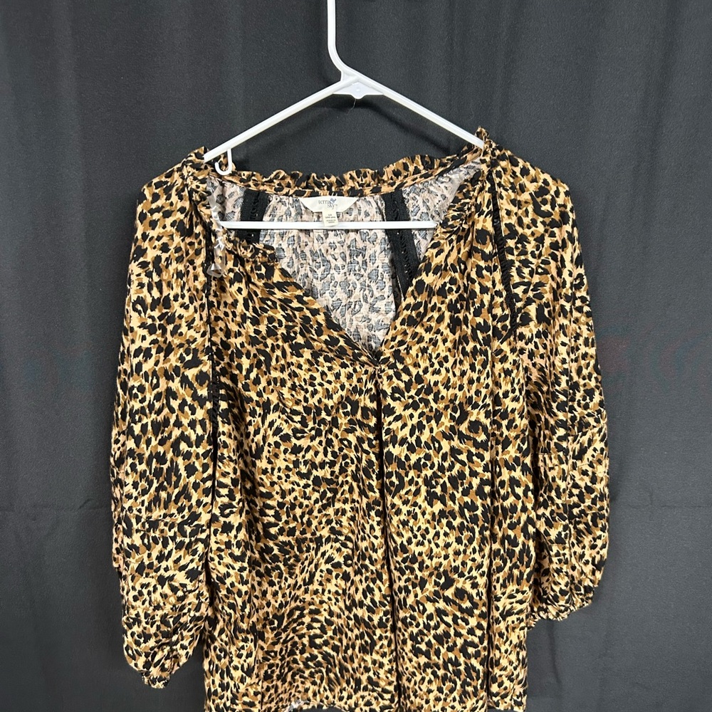 Terra & Sky Animal Print Blouse - Black and Brown